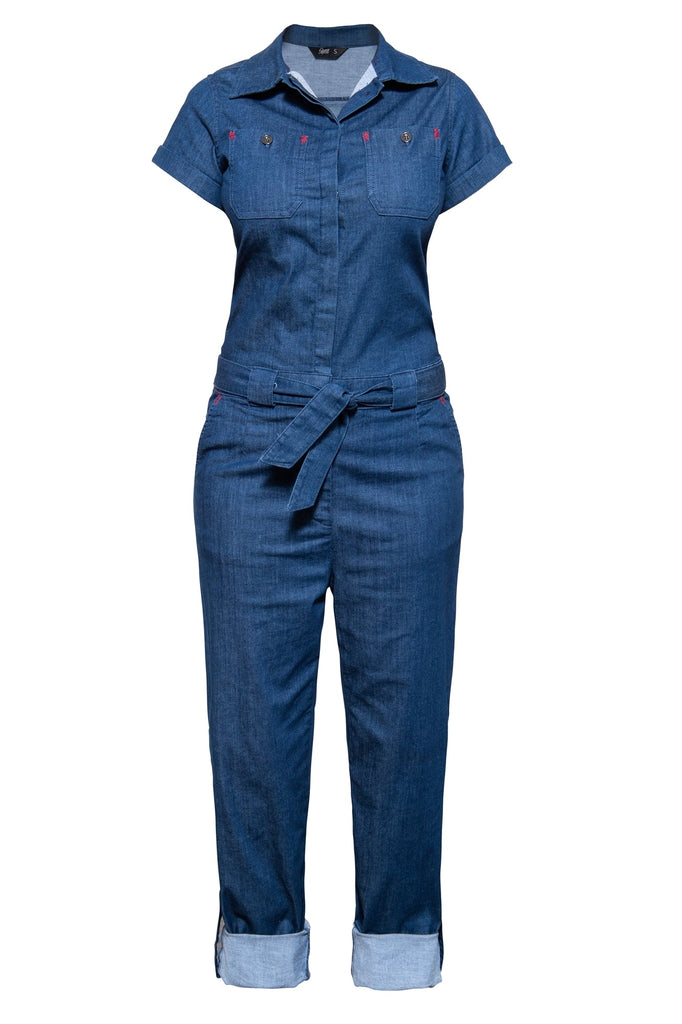 Queen Kerosin - Denim Jumpsuit im Vintage - Stil