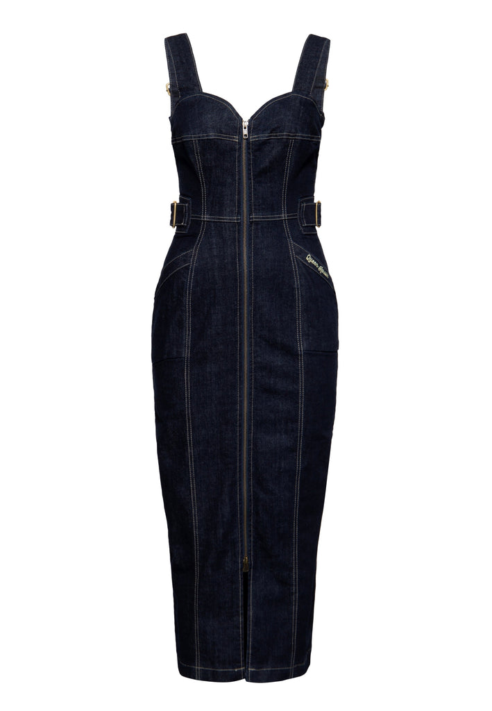 Queen Kerosin - Denim Workwear Pencil Kleid