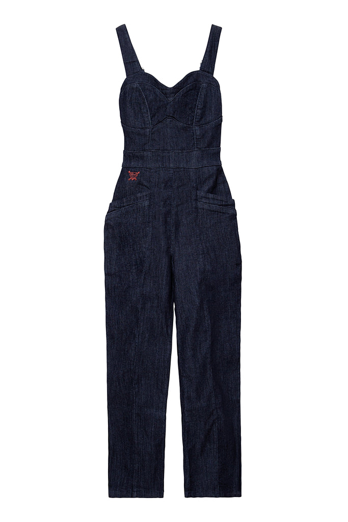 Queen Kerosin - Dungaree Jeans Jumpsuit im Vintage Look