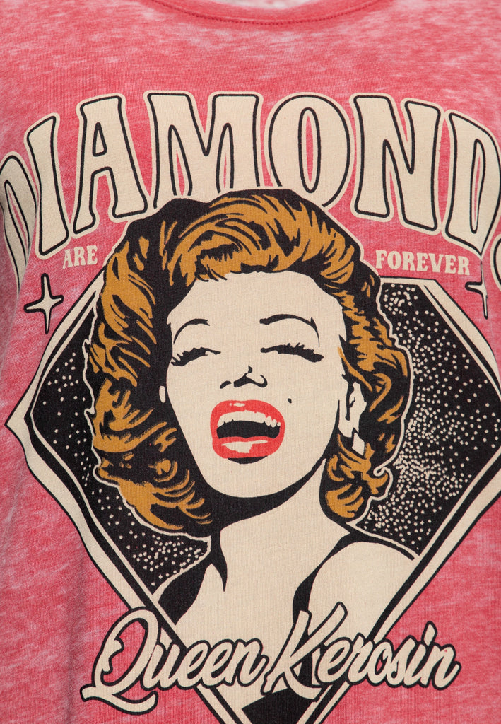 Queen Kerosin - Enzym Wash T - Shirt «Diamonds»