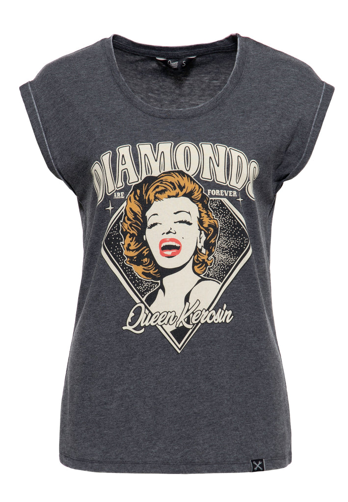 Queen Kerosin Enzym Wash T-Shirt «Diamonds»