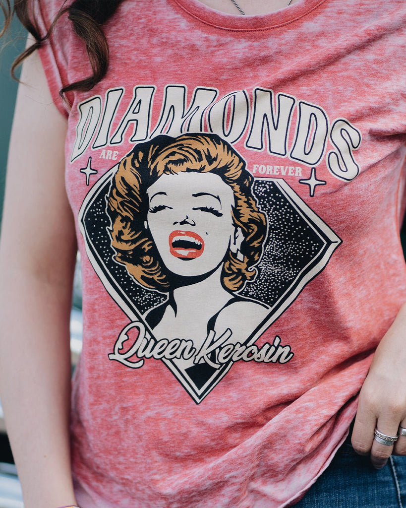 Queen Kerosin - Enzym Wash T-Shirt «Diamonds»