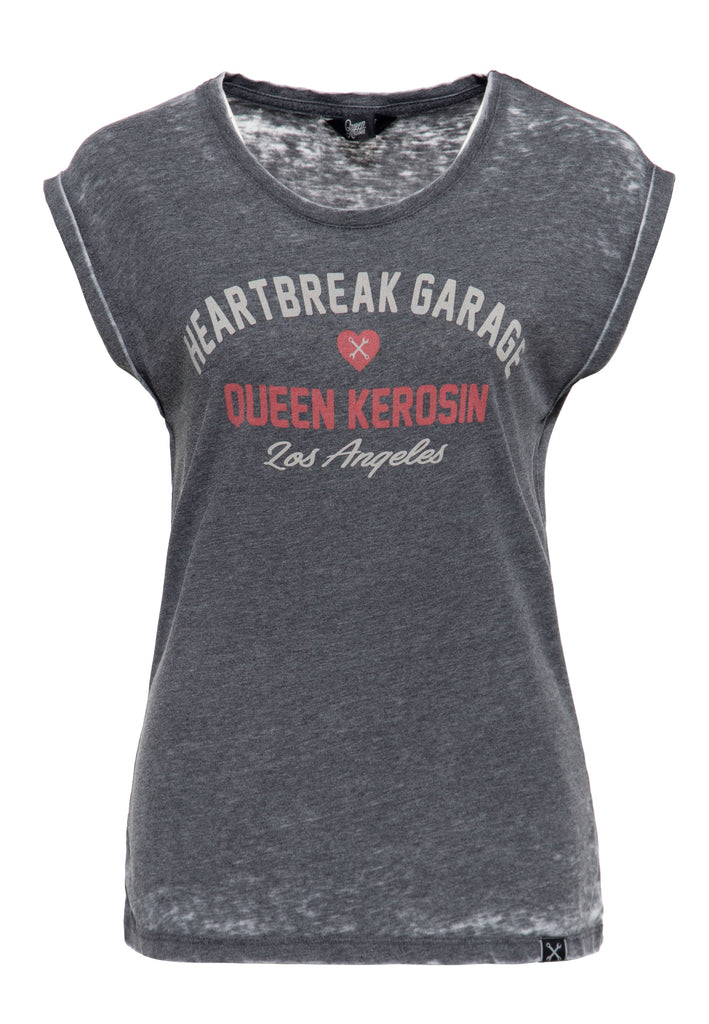 Queen Kerosin - Enzym Wash T-Shirt «Heartbreak Garage»