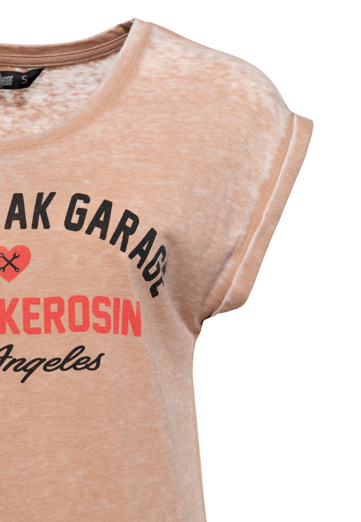 Queen Kerosin - Enzym Wash T - Shirt «Heartbreak Garage»