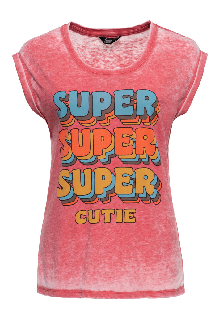 Queen Kerosin Enzym Wash T-Shirt «Super Cutie»