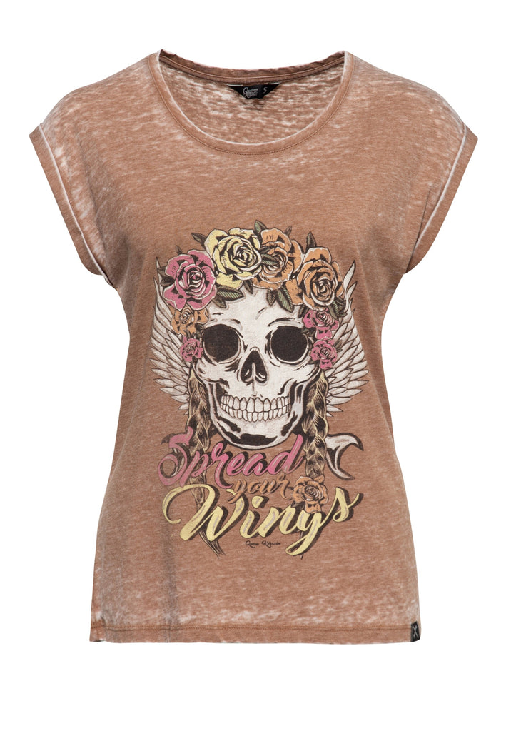 Queen Kerosin - Enzyme Wash T-Shirt «Spread your Wings»