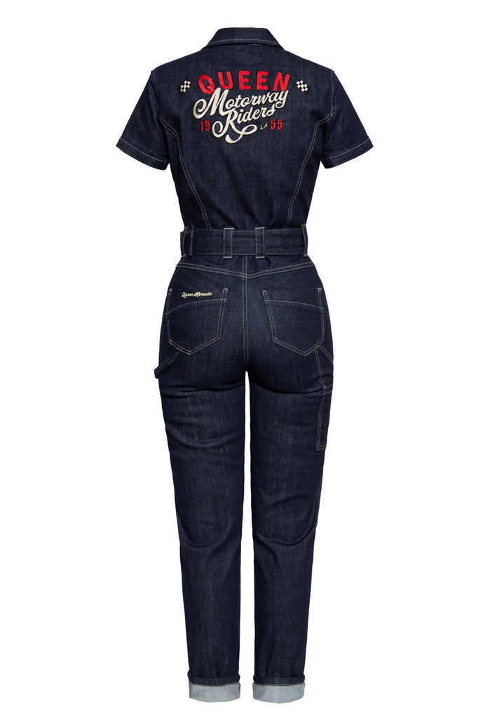 Queen Kerosin - Kurzarm Workwear Denim-Overall «Queen Motorway Riders»