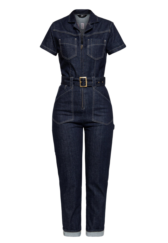 Queen Kerosin - Kurzarm Workwear Denim-Overall «Queen Motorway Riders»