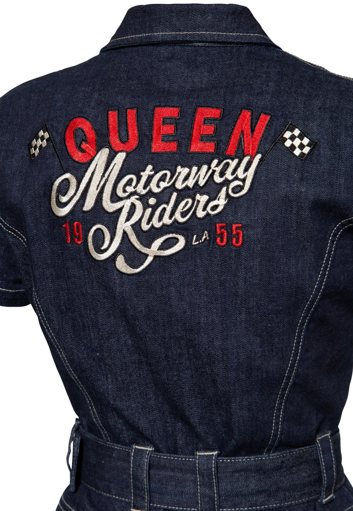 Queen Kerosin - Kurzarm Workwear Denim-Overall «Queen Motorway Riders»