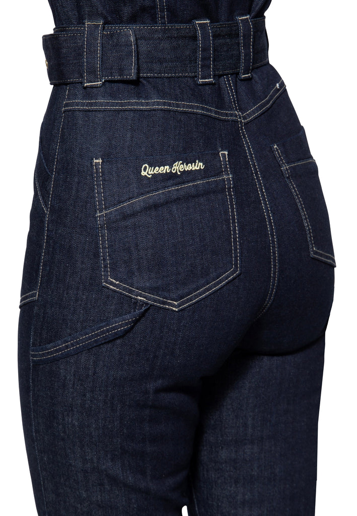 Queen Kerosin - Kurzarm Workwear Denim-Overall «Queen Motorway Riders»