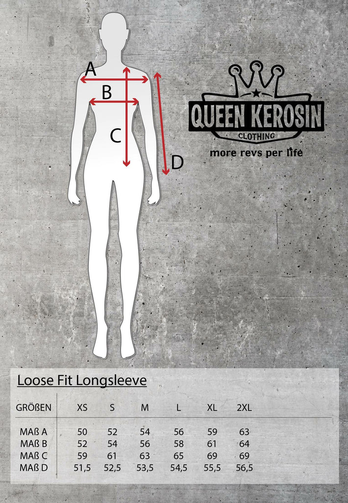 Queen Kerosin - Longsleeve mit Enzymwash - Effekt und Frontprint «Trouble Maker»