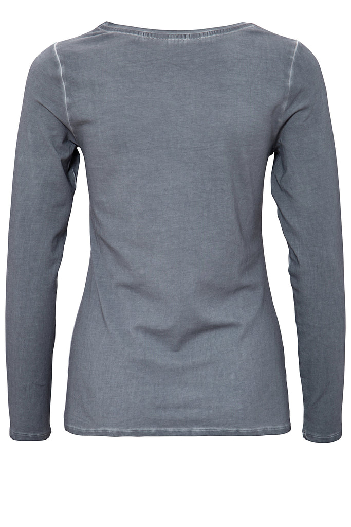 Queen Kerosin - Longsleeve Shirt mit Frontprint und Oilwash - Effekten «Rueda libre»