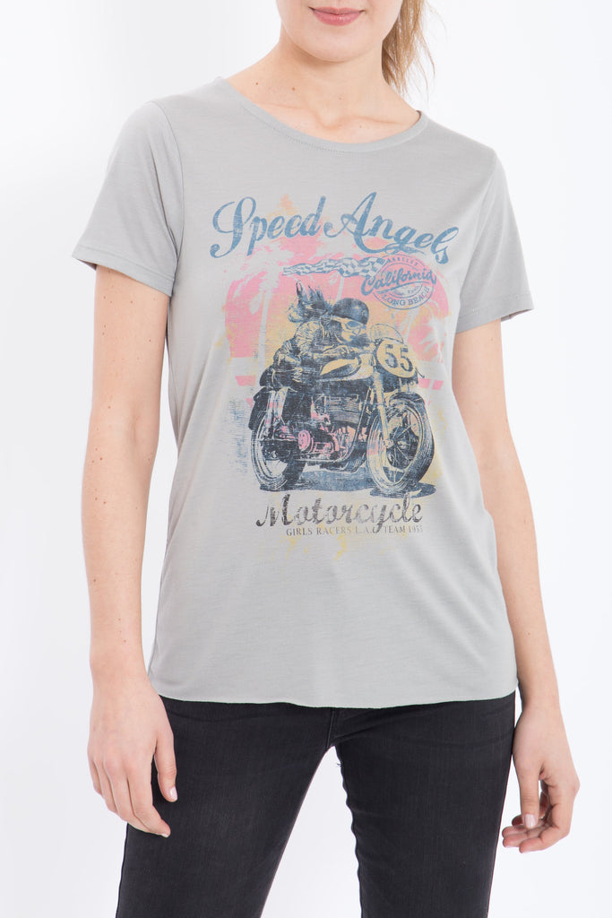 Queen Kerosin - Print T-Shirt aus Viskose - Mix «Speed Angels»