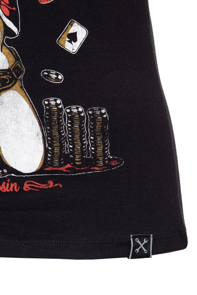 Queen Kerosin - Printshirt mit V - Ausschnitt und Pin Up Print «Viva Las Vegas»