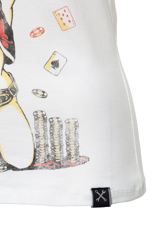 Queen Kerosin - Printshirt mit V - Ausschnitt und Pin Up Print «Viva Las Vegas»