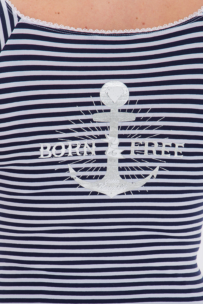 Queen Kerosin - Sailor Shirt mit süßer Schleife am Ausschnitt «Born Free»