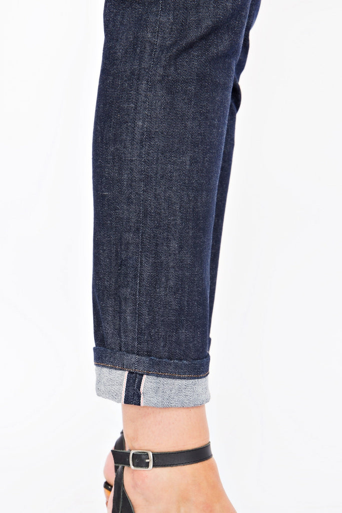 Queen Kerosin - Selvedge High Waist Jeans mit Stretch «Red Selvedge»