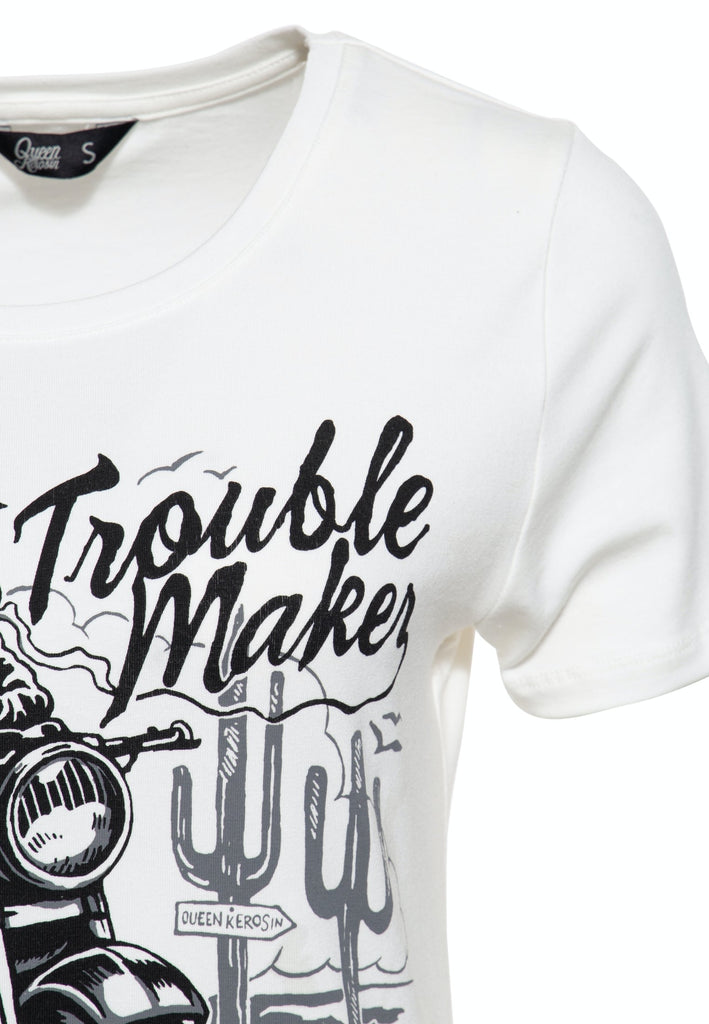Queen Kerosin - Slim Fit Print Shirt mit Frontmotiv «Trouble Maker»