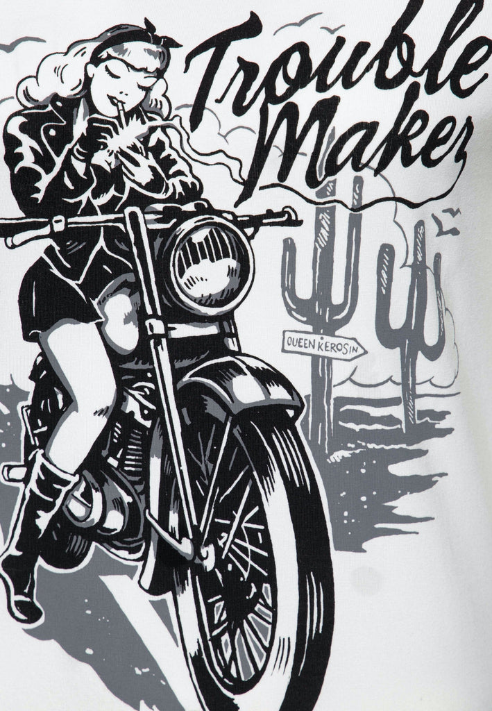 Queen Kerosin - Slim Fit Print Shirt mit Frontmotiv «Trouble Maker»