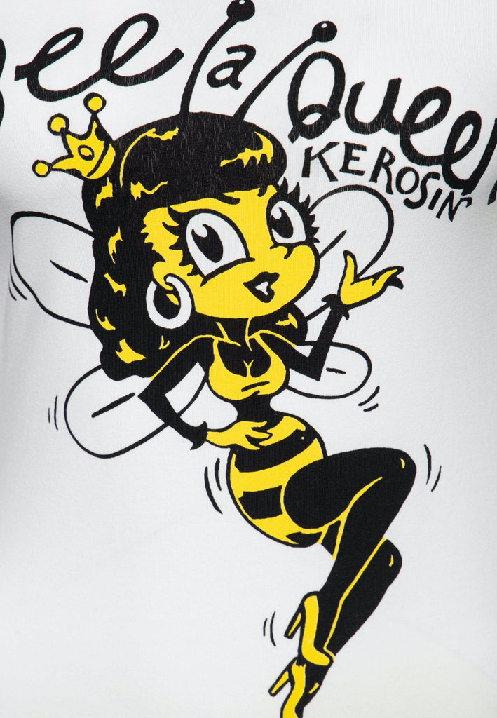 Queen Kerosin - Slim Fit T-Shirt mit rundem Ausschnitt und Print «Bee a Queen»