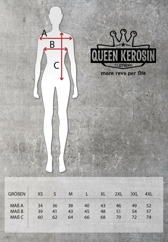 Queen Kerosin - Slim Fit T-Shirt mit V - Ausschnitt und Print «Wasp Queen»