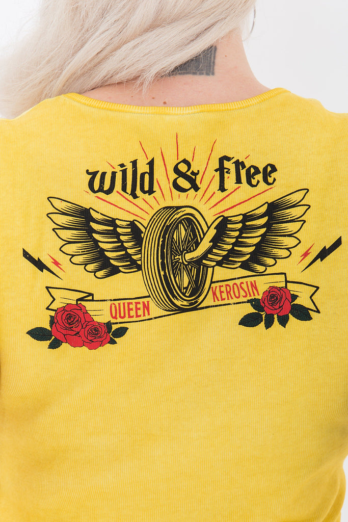 Queen Kerosin - T-Shirt in used - optik «Wild & Free»