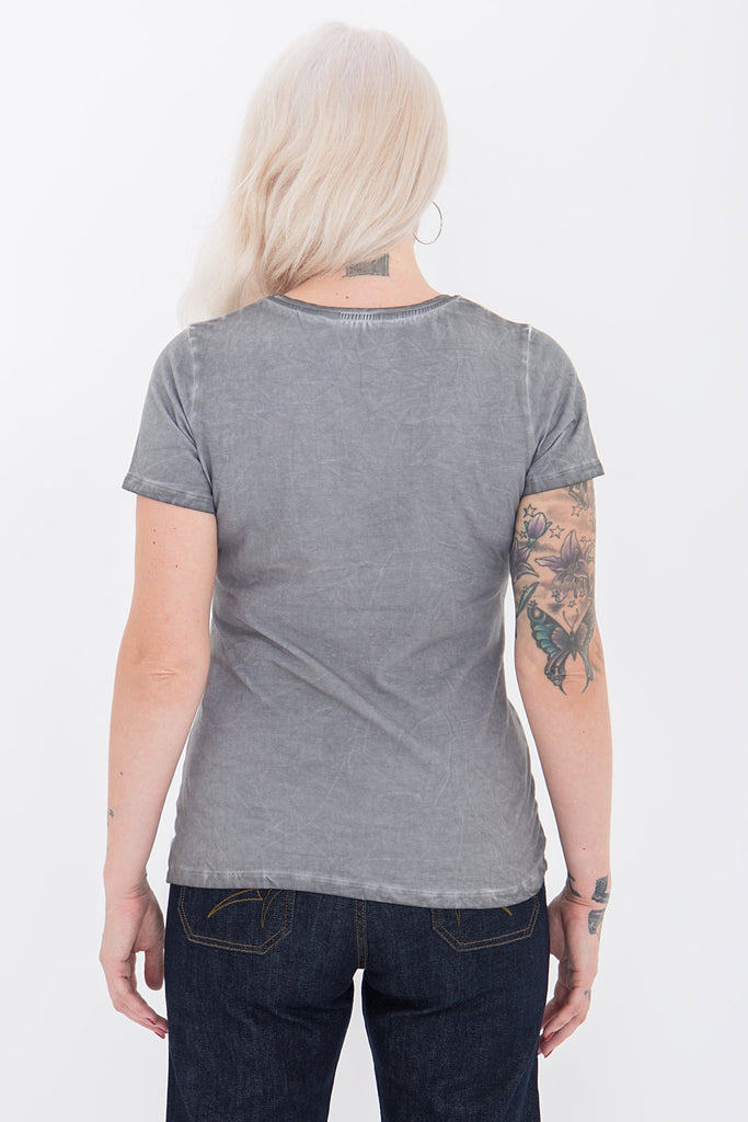 Queen Kerosin - T-Shirt mit Front Druck und V - Ausschnitt «Speed Up»