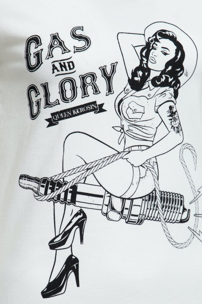 Queen Kerosin - T-Shirt mit Pin Up Print «Gas & Glory»