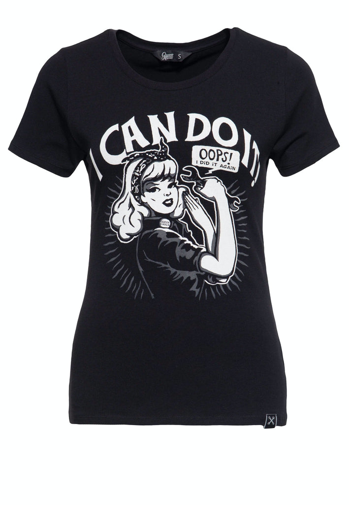 Queen Kerosin - T-Shirt mit rebellischem Frontprint und Rundhalsausschnitt «I can do it»