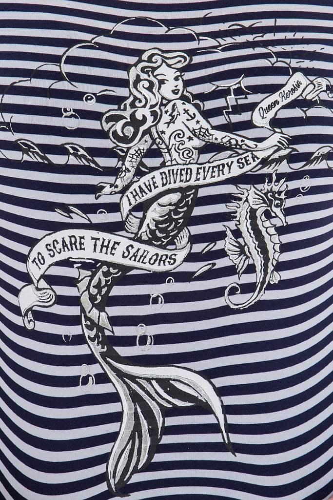 Queen Kerosin - Tank Top mit glitzerndem Meerjungfrauen Print «Scare the Sailors»