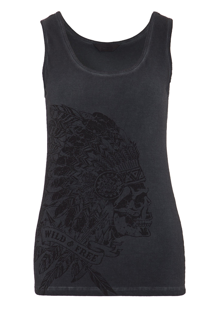 Queen Kerosin - Top mit Front Print in Skull - Optik «Wild & Free»