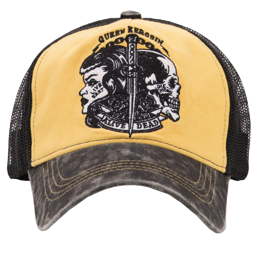 Queen Kerosin - Trucker Cap in Vintage Waschung »Alive Dead«