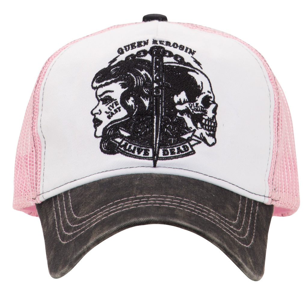 Queen Kerosin - Trucker Cap in Vintage Waschung »Alive Dead«