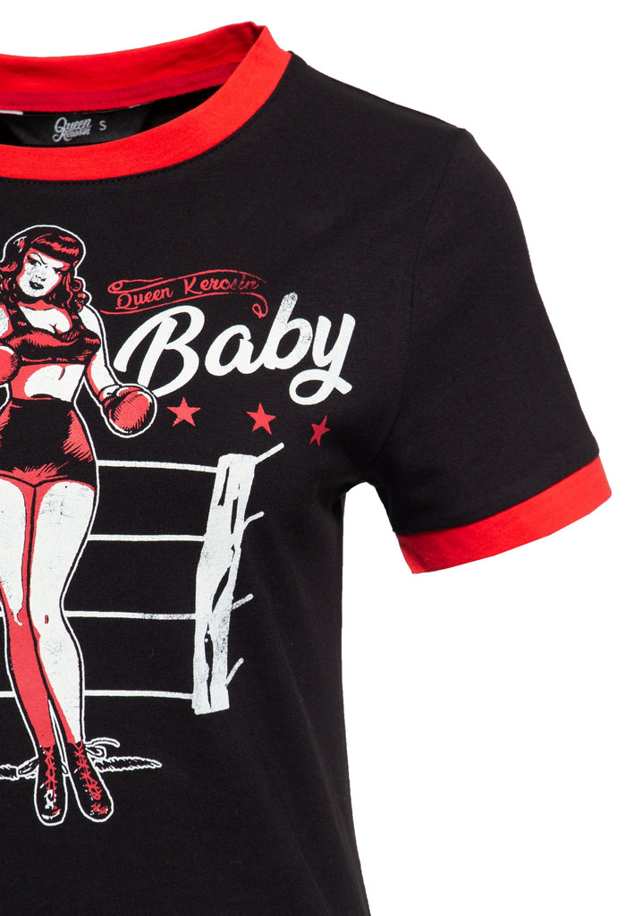 Queen Kerosin - Vintage Contrast T-Shirt «Nobody`s Baby»