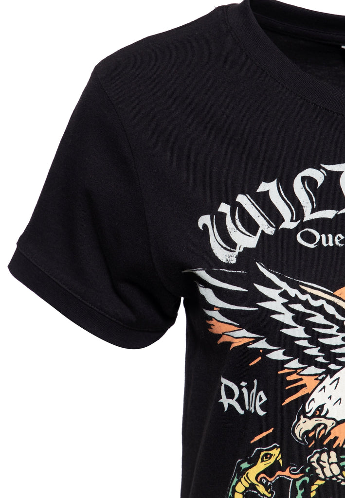 Queen Kerosin - Wide Fit T-Shirt «Wild Ones Ride Free»