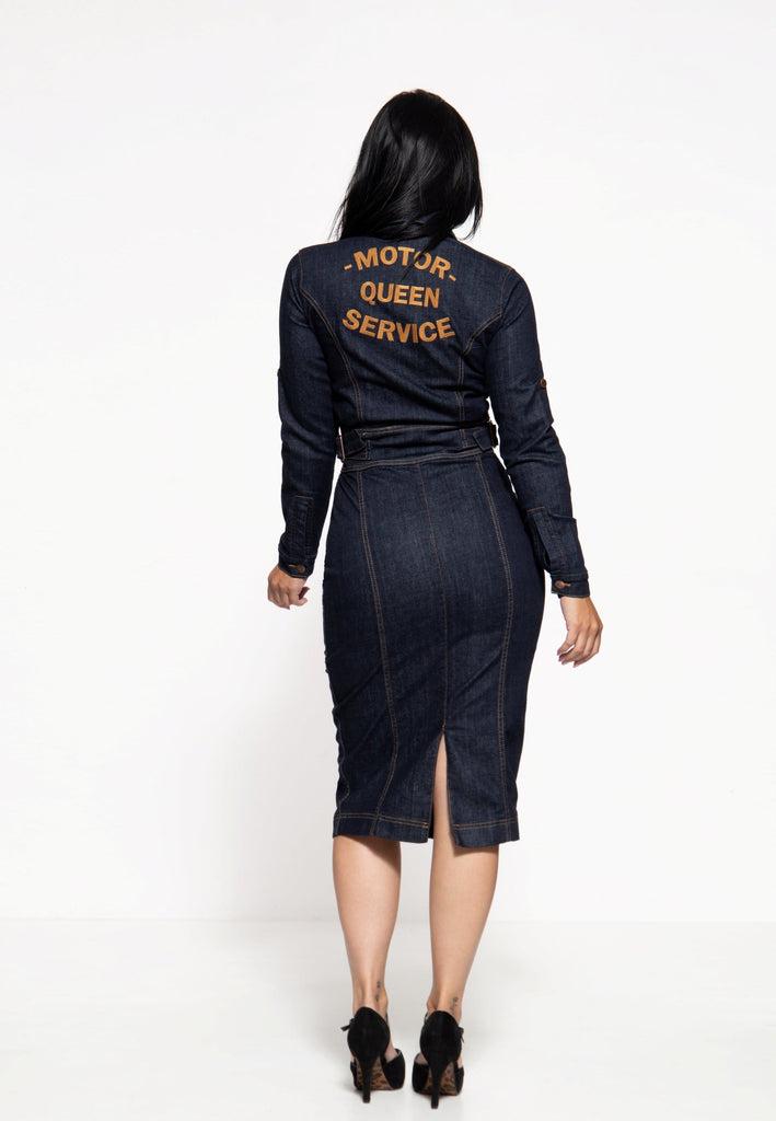 Queen Kerosin - Workwear Pencil Kleid «Motor Queen Service»