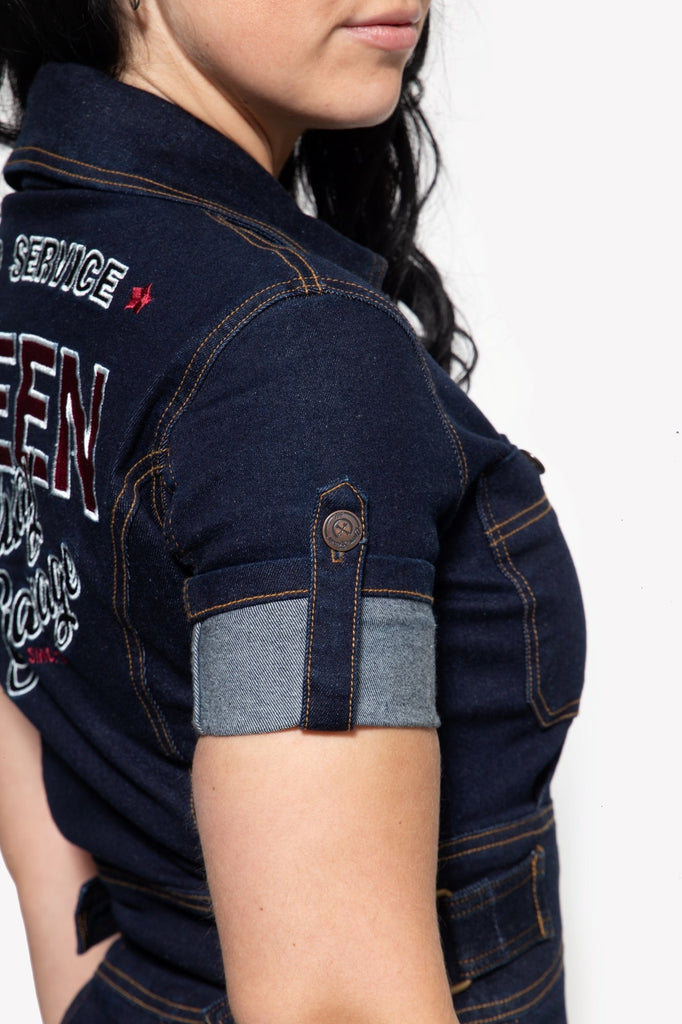 Queen Kerosin - Workwear Slim Fit Jeanskleid «Speedway Garage»