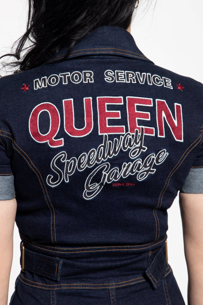 Queen Kerosin - Workwear Slim Fit Jeanskleid «Speedway Garage»