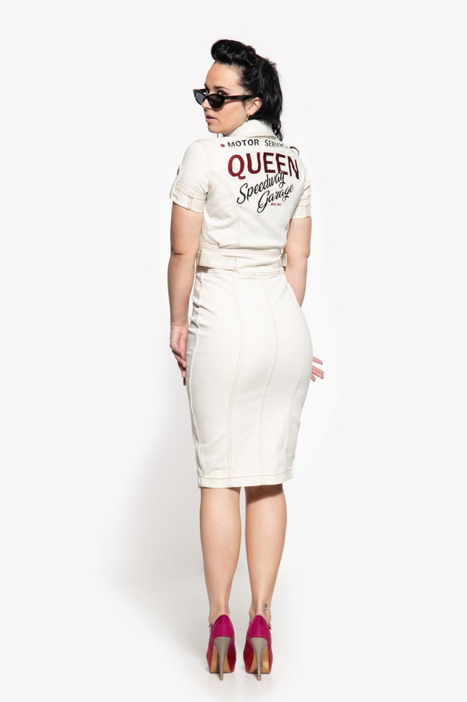 Queen Kerosin - Workwear Slim Fit Jeanskleid «Speedway Garage»