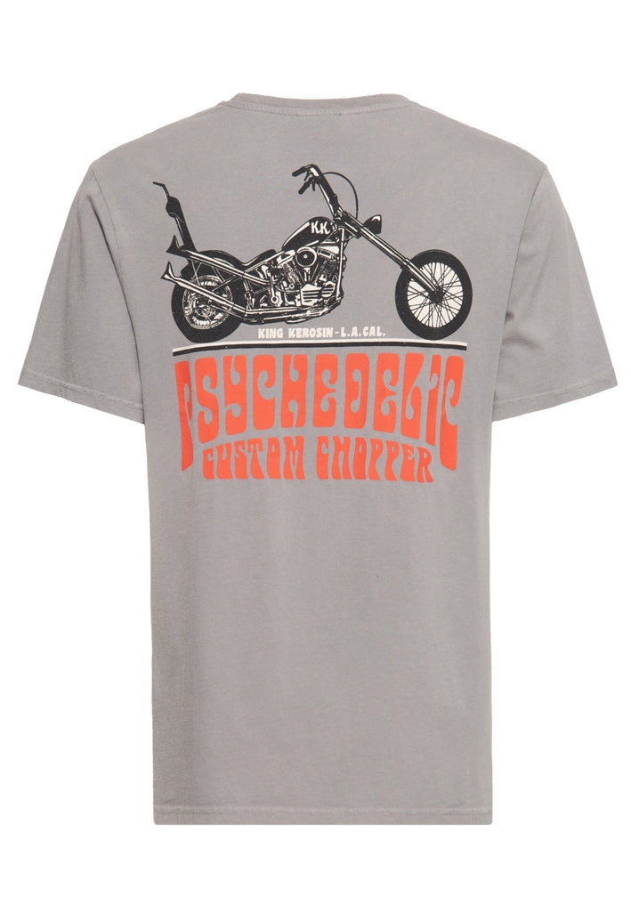 King Kerosin - Acid Wash Print T-Shirt «Psychedelic Custom Chopper»