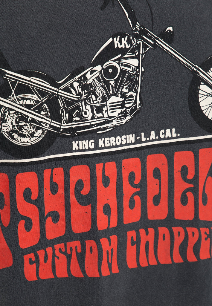 King Kerosin - Acid Wash Print T-Shirt «Psychedelic Custom Chopper»