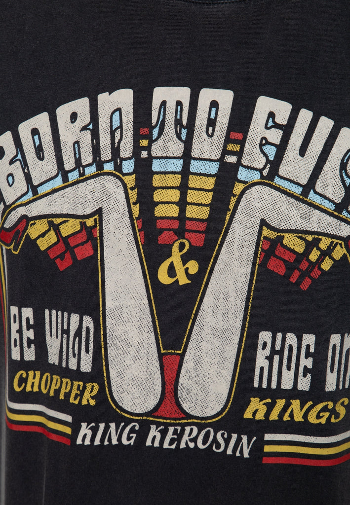 King Kerosin - Acidwash T-Shirt «Born to f**k»