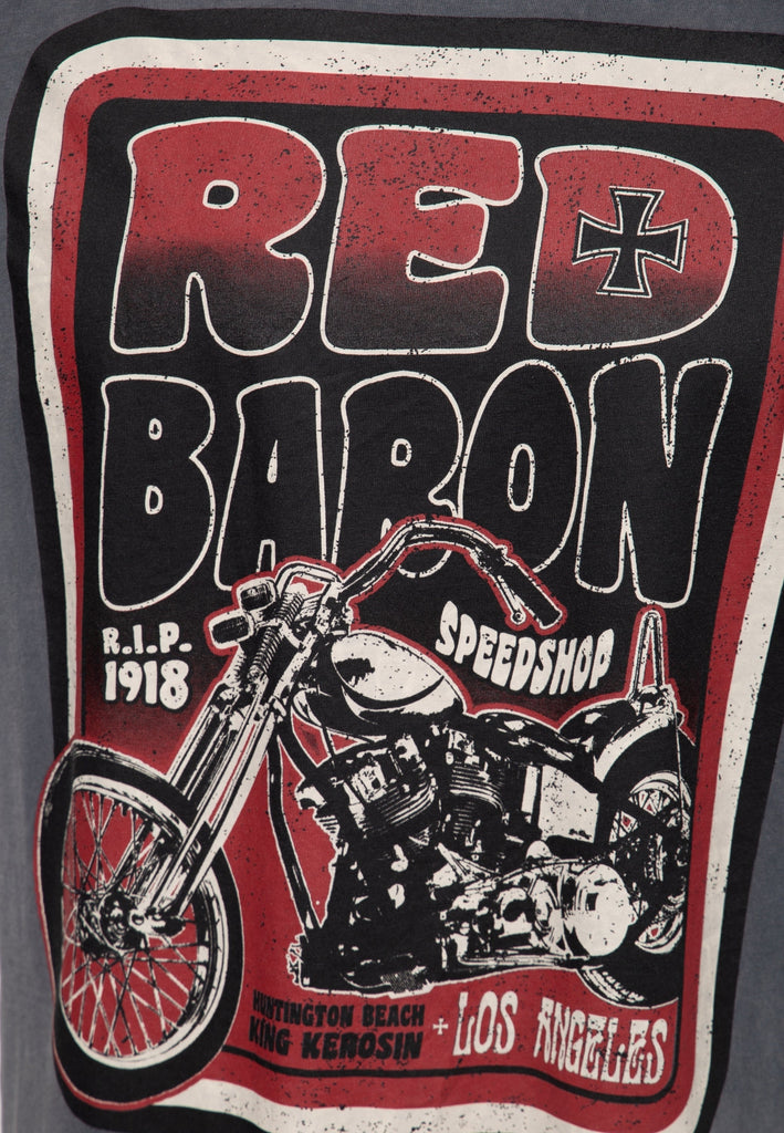 King Kerosin - Acidwash T-Shirt «Red Baron Speedshop»