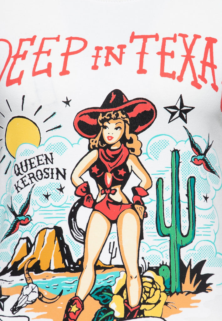 Queen Kerosin - Contrast T-Shirt «Deep in Texas»