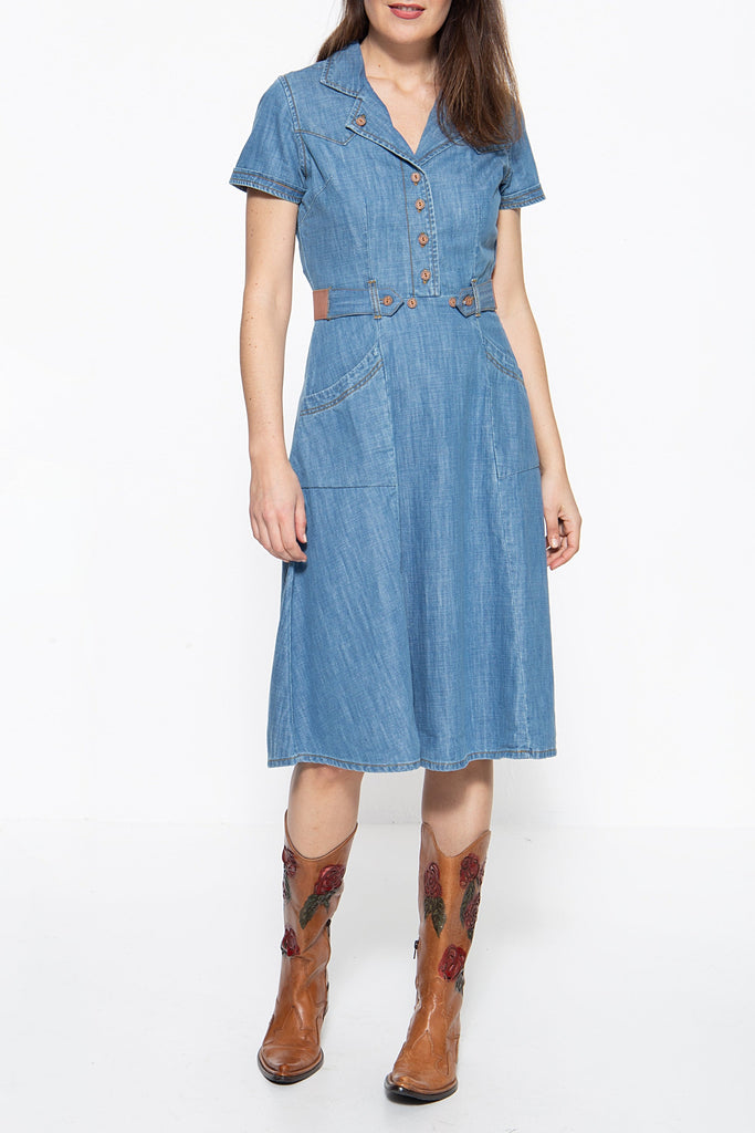 Queen Kerosin - Denim Kleid im Westernlook