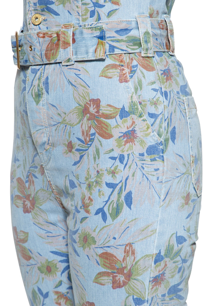 Queen Kerosin - Denim Overall mit Allover-Print «Hawaii»