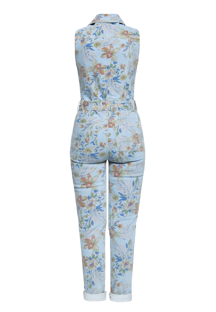 Queen Kerosin - Denim Overall mit Allover-Print «Hawaii»