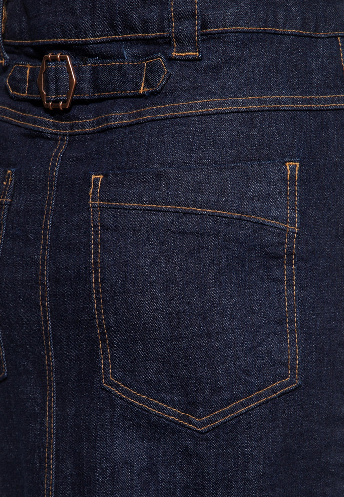 Queen Kerosin - Denim Workwear Pencil Rock «Cinch Back»