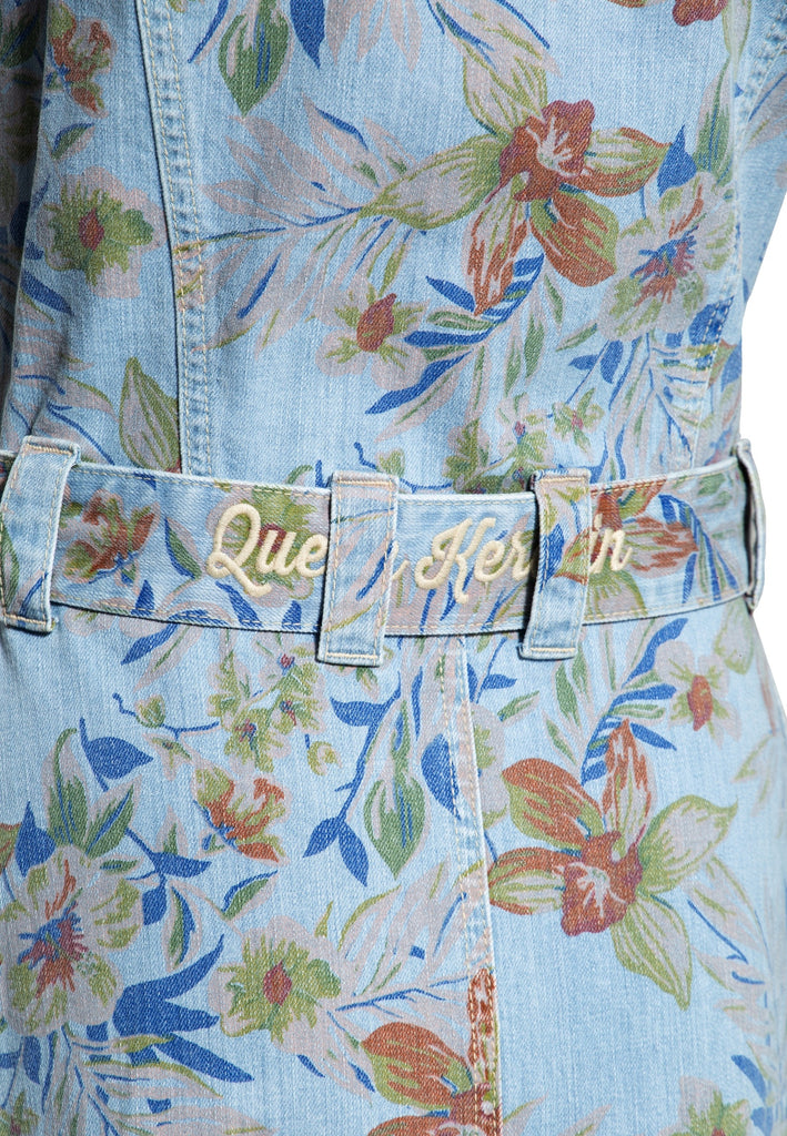 Queen Kerosin - Denim Workwear Swing Kleid «Hawaii»