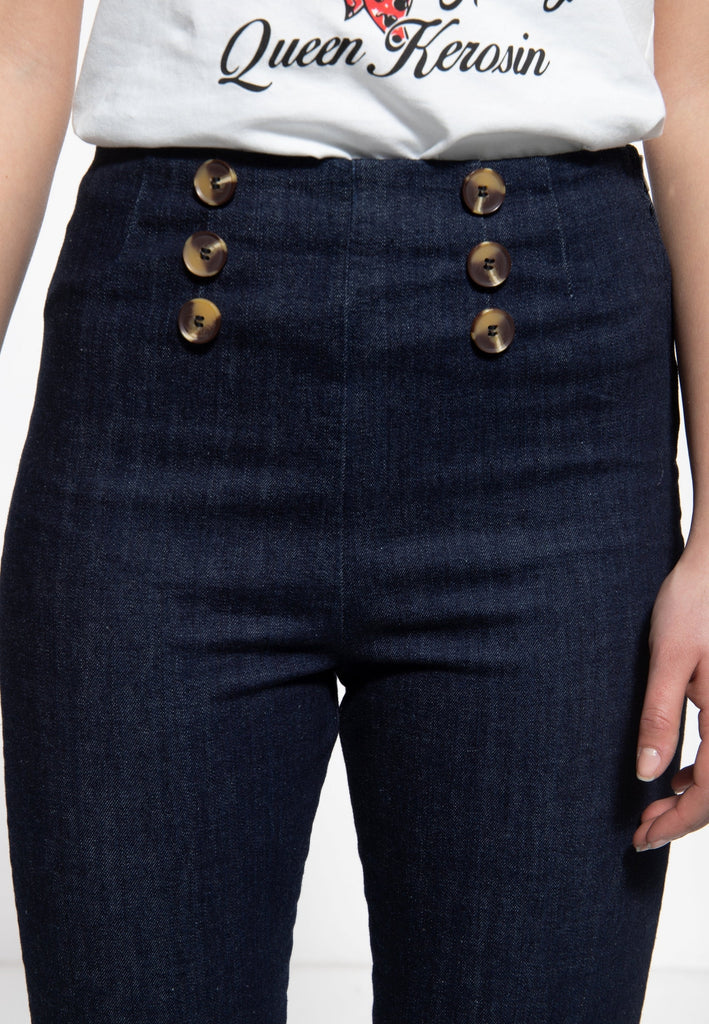 Queen Kerosin - High Waist Capri Jeanshose